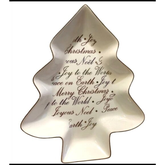 Porcelain Christmas Tree-Shaped Dish Homeo Classic Collection 12" - Picture 1 of 13